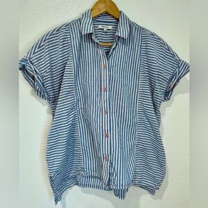 Madewell Blue & White Vertical Stripe Relaxed Button-Down